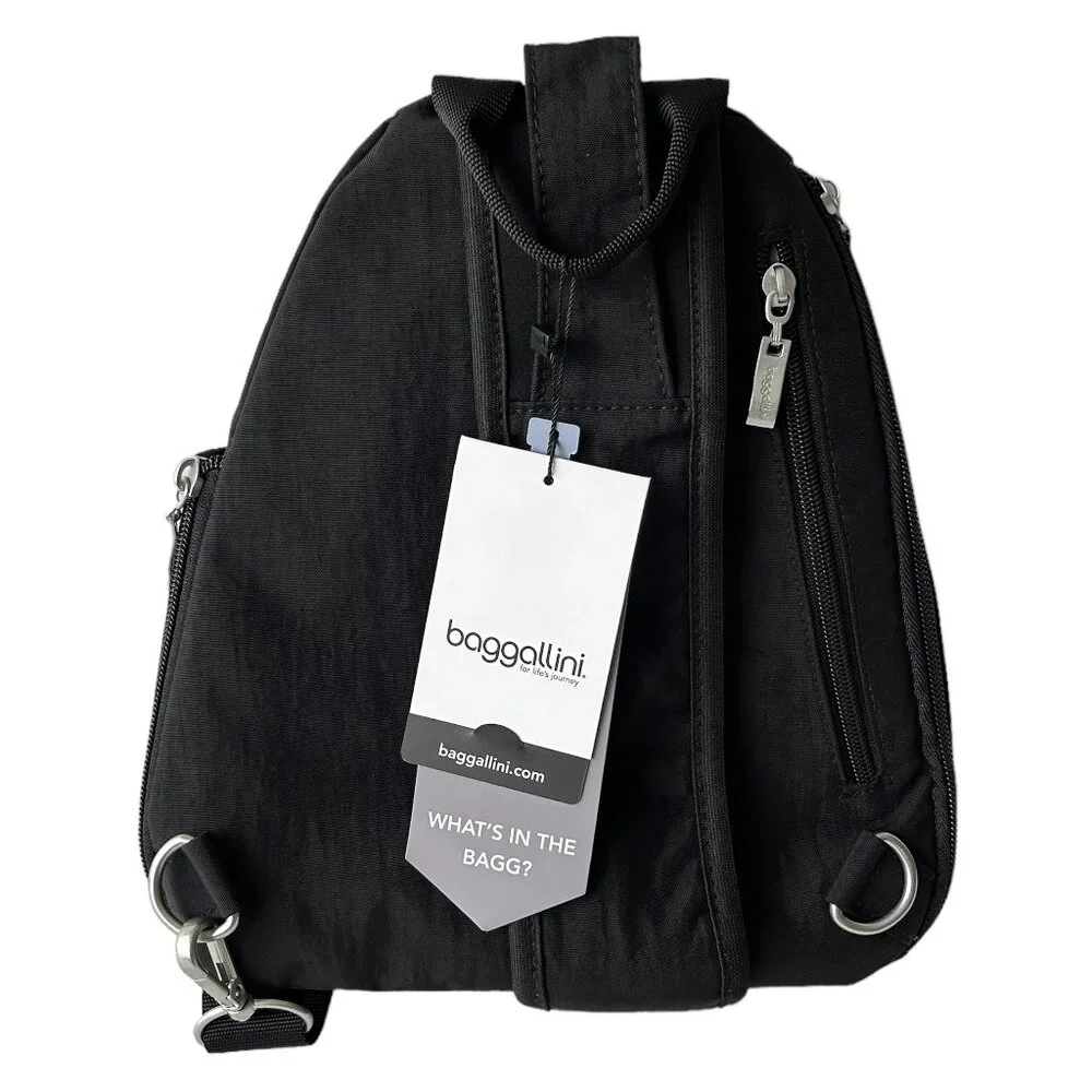 New with Tags! BAGGALLINI Medium Sling Bag Black Nylon Adjustable Strap NWT - Picture 5 of 7